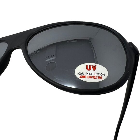 Vintage Aviator Sunglasses Black Plastic Retro 90's UV Protection Gray Lenses - Picture 8 of 8